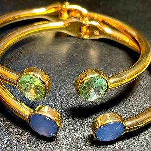 Gold-Tone 2-Pc. Set Stone Cuff Bracelets